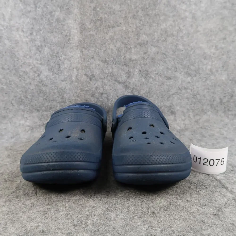 Crocs Shoes Kids Child 13 Clogs Slip On Faux Fur Lined Classic Blue Heel Strap